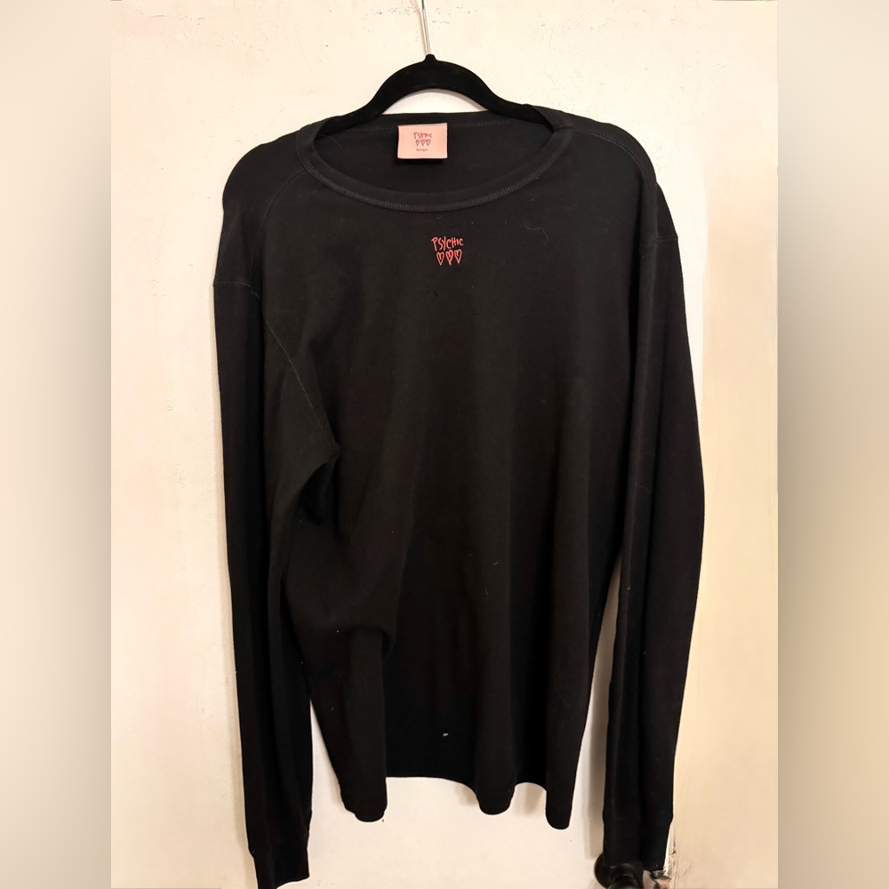 PSYCHIC HEARTS embroidered logo waffle knit long sleeve.